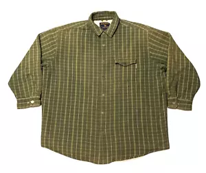 Woolrich Shirt Jacket Mens 2XL Green Fleece Lined Flannel Snap Plaid Shacket - Picture 1 of 9