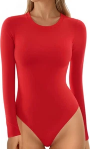 MANGOPOP Burgundy Long Sleeve Bodysuit Women's Size Large - Picture 1 of 5