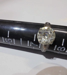 Markierter Sterling Ring mit Klarglasstein Größe 7ish - Bild 1 von 7