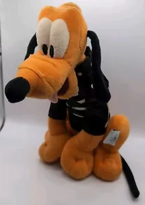 Disney Theme Parks Orange Pluto Halloween Skeleton "Leather" Jacket Plush Toy - Picture 1 of 8