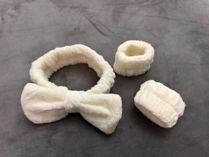 3PCS Bow Hair Band & Wristband Set, Soft, Durable, One Size Fits All MILKY WHITE - Picture 1 of 2