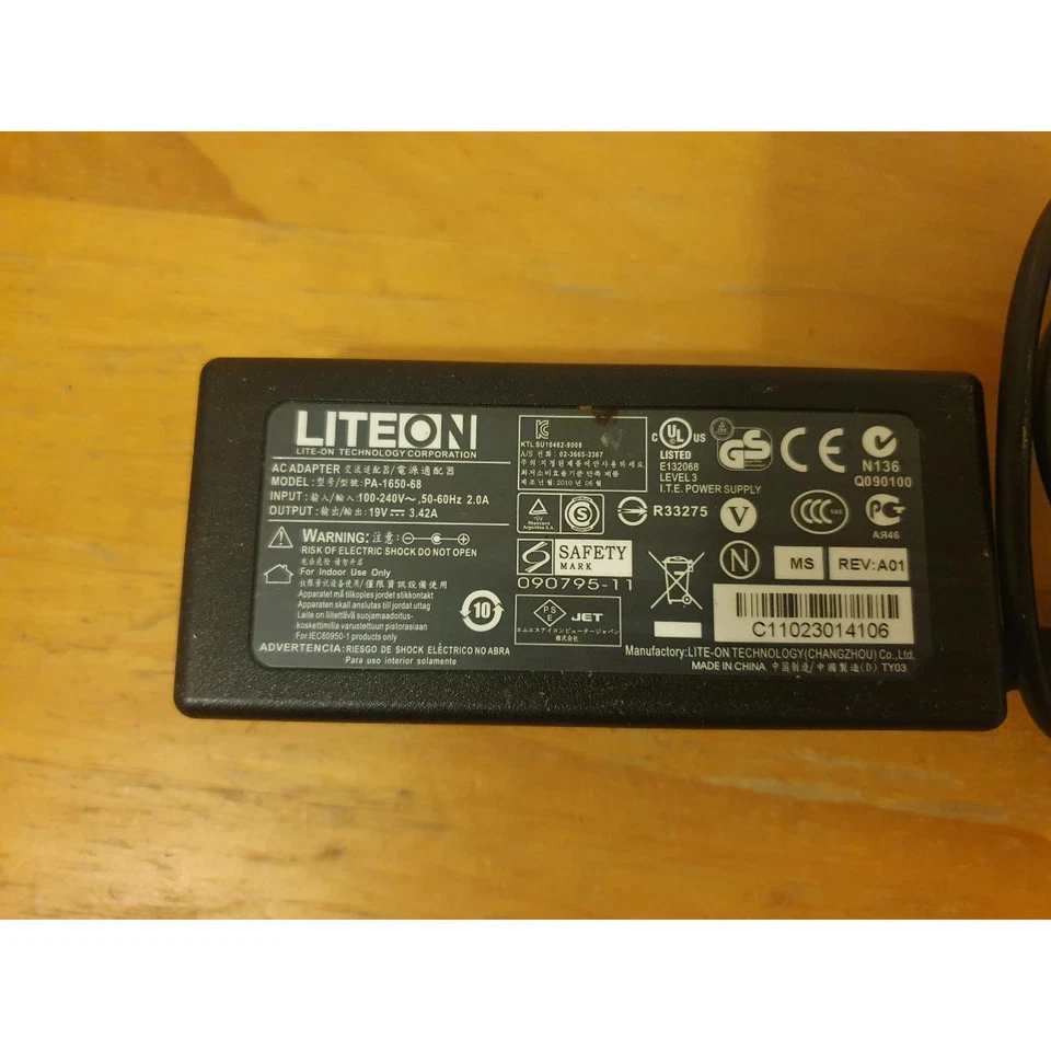 Lite-On PA-1650-68 AC Power Adapter Black 19V 3.42A for LG 23MP55HQ LED Monitor - Image 1 of 4