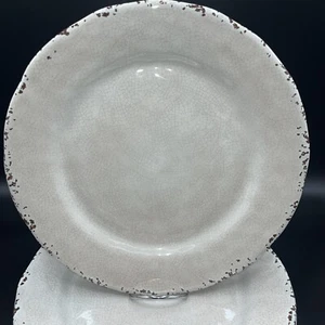 Il Mulino Cream Melamine Dinner Plates 10 3/4” Rustic Crackle Crazed Set/6 - Picture 1 of 10