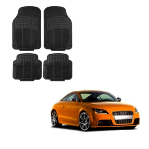 FOR ALL AUDI CAR- FLOOR MAT 4PCS FRONT & REAR RUBBER BLACK PREMIUM QUALITY - Picture 1 of 7