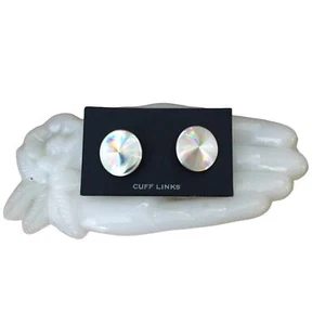 1980s Vintage Iridescent Disk Cufflinks - Imagen 1 de 2