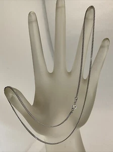 CUTE Solid 14K (585) White Gold Diamond Cut CUBAN CURB Link Chain Necklace 4.3gr - Picture 1 of 17