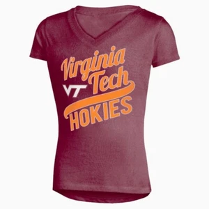 NCAA Virginia Tech Hokies Rojo Borgoña Niñas Cuello en V Camiseta, X-Pequeña 4/5 - Imagen 1 de 1