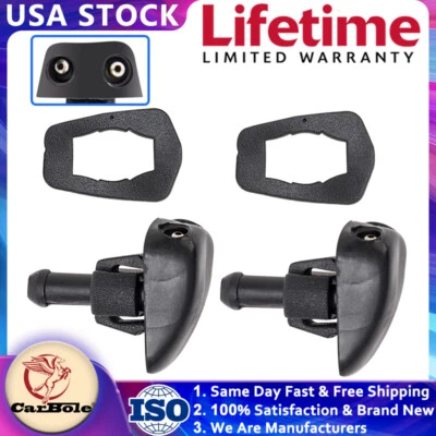 2x Boquilla pulverizadora de plástico negro para parabrisas de coche para BMW Audi Foto 1 de 4