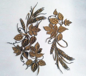 Golden Spikelet Hops Birch Handmade Embroidered Patch - Picture 1 of 5