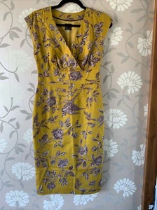 Joules Size 8 yellow Dress Birds Floral Pencil Shift Tea summer Dress PRISTINE - Picture 1 of 12