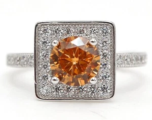 2 Karat behandelter Padparadscha Saphir & Topas 925 Sterlingsilber Ring Größe 7 &1-4 - Bild 1 von 2