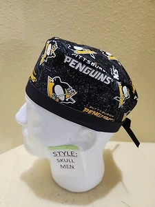 Pittsburgh Penguins NHL Men's Skull/Chemo Surgical Scrub Hat/Cap Handmade - Picture 1 of 7