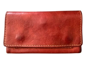 Vintage Leather Belt Wallet Handmade Tuscany Italy Brass Snaps Soft Leather - Picture 1 of 13