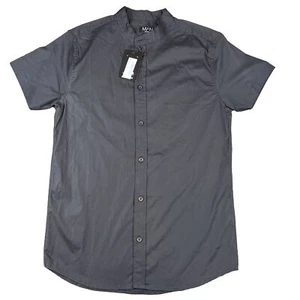Boohoo MAN Black Button Up Muscle Fit Grandad Collar Men's Size Small Shirt - Picture 1 of 8