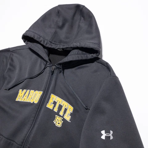 Marquette Golden Eagles Hoodie Men's Small Under Armour Zip Sweatshirt Gray Cover
