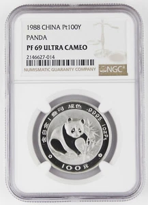 China 1988 100 Yuan 1 Oz 9995 Platinum Proof Coin Panda NGC PF69 Ultra Cameo - Picture 1 of 4