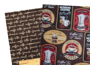 FQ, Juego de dos cuartos de grasa, café, moca, tela de algodón 18” X 21”, manualidades, coser - Imagen 1 de 1