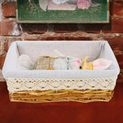 Wicker Storage Basket with Removable Washable Liner Willow Woven Containers - Image 1 of 4