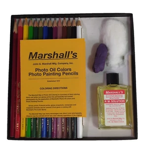 MATITE VINTAGE Marshall's PHOTO PAINTING - Set di 14 matite colorate e soluzione PM - Foto 1 di 10