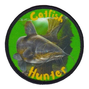 Catfish Hunter Fishing Dye Sublimation Iron On Applique Handmade Merrow Patch - Picture 1 of 1
