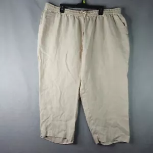 Jones New York Linen Cropped Pants Womens Size 3X Biege Flowy Coastal Crop - Picture 1 of 10