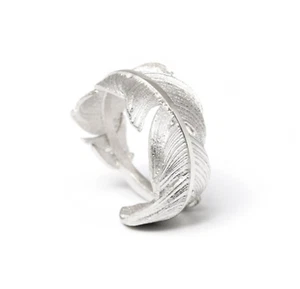 Plata de Ley 8-11mm Envolvente Pluma Abierta Banda Ala Ángel Anillo Hoja Unisex - Imagen 1 de 14