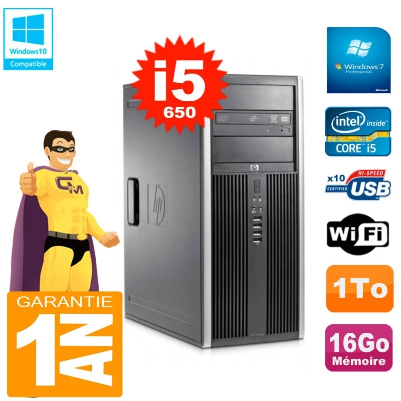 PC HP 8100 TOUR Core I5-650 RAM 16Go Disco 1To Grabador DVD Wifi W7 - Imagen 1 de 1