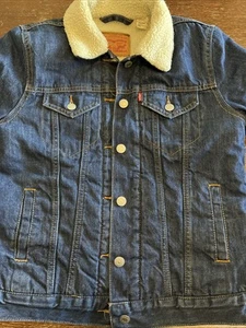 Levi's Kid's Blue Jean Sherpa Lined Denim Trucker Jacket - Youth Size XSmall - Picture 1 of 8
