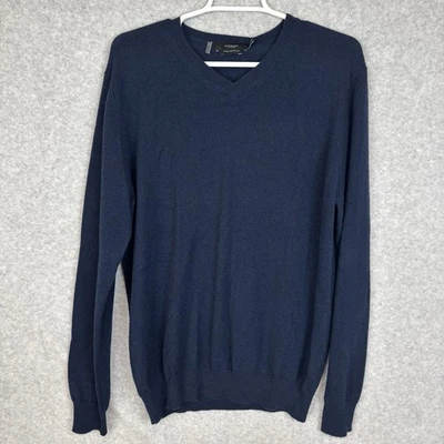 Nuevo con etiquetas Suéter Kinross Para Hombres Cuello en V 100% Cachemira Manga Larga Tejido Azul Talla Mediana Foto 1 de 4