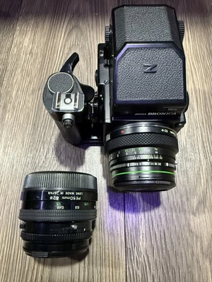 Zenza Bronica ETRS w/ 50mm and 75mm Lenses, Plus Extras. Inconsistent Shutter. - Image 1 of 4
