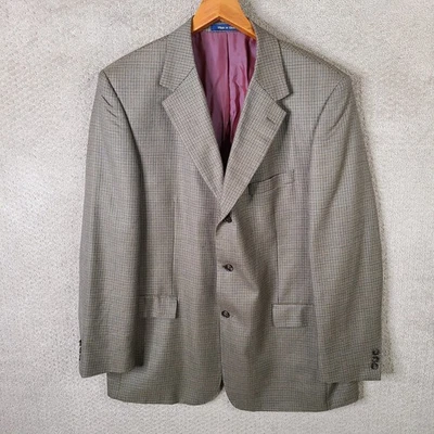 Chaqueta T Harris London Para Hombres 46L Marrón Azul Pata de Gallo Cuadros Lana Blazer 3 Btn Foto 1 de 4