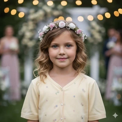 Cárdigan Cherokee tejido bordado floral amarillo claro para niña Foto 1 de 4