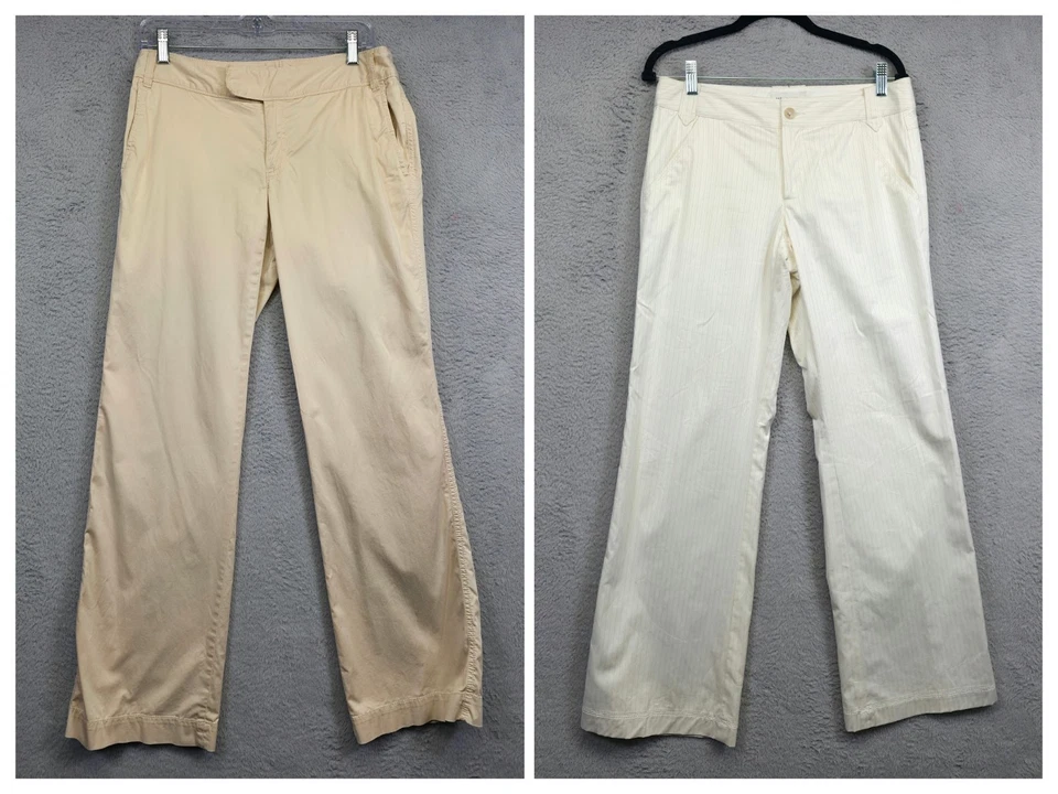 Banana Republic Trousers Lot of 2 Womens 6 Beige White Pinstriped Stretch Preppy - Image 1 of 4