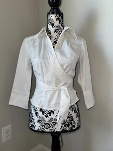 Camicetta VINTAGE Y2K New Express Elasticizzata Bianca Avvolgente Tg 1/2 FUORI PRODUZIONE - Foto 1 di 4