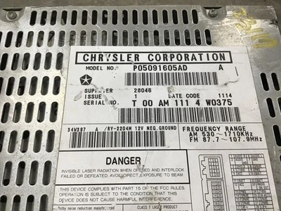 Equipamento de áudio receptor de rádio rádio AM-FM-cassete compatível com 02-07 CARAVAN 435171 - Imagem 1 de 2