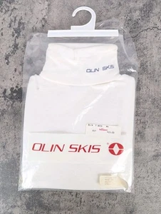 Vintage neu aus altem Lagerbestand Olin Ski Herren S weiß Rollkragen Langarm 100 % Baumwolle hergestellt in den USA - Bild 1 von 4