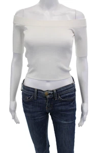 Cara Cara Womens Short Sleeve Stretchy Off The Shoulder Blouse White Size 2XS - Picture 1 of 6