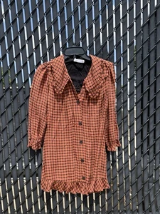Zara Girls Sz 10 Years Fall Long Sleeve Collar Dress Rust - Picture 1 of 6