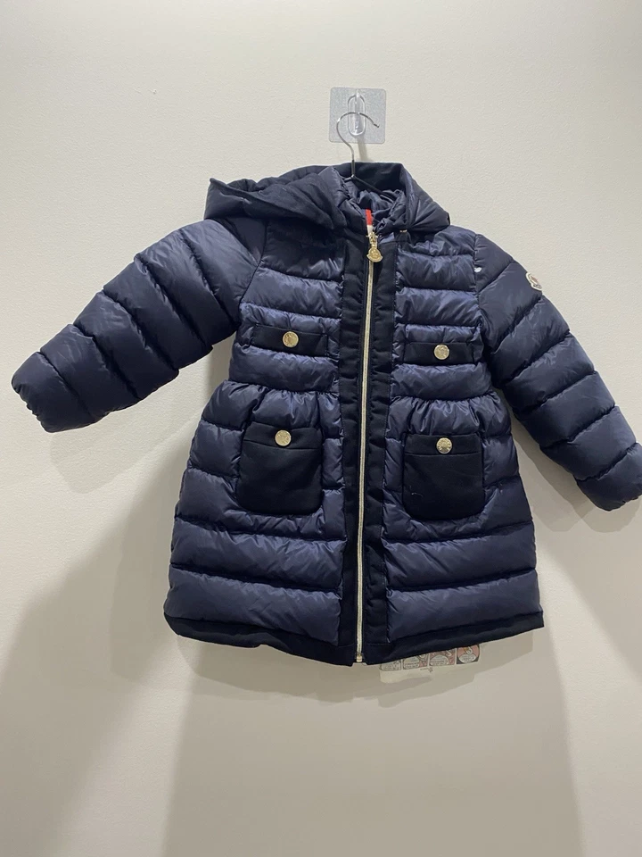 Chaqueta acolchada para niños MONCLER 2 años 92 cm azul marino aislada relleno de poliamida esquí Foto 1 de 4