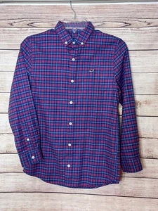 Vineyard Vines Boys Whale Shirt Flannel Button Down Moonshine Red NWT Med 12/14 - Picture 1 of 4