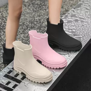 LADIES WOMENS FLAT ANKLE WELLINGTON WELLIES SNOW RAIN OUTDOOR BOOTS SHOES SIZE - Picture 1 of 16