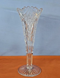 Fluted Crystal Cut Vase American Brilliant Period Tulip Saw Tooth Rim 10''Tall - Picture 1 of 13