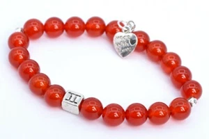 8MM Red Carnelian Bracelet Grade AAA Natural Round Gemstone Beads 6" - Picture 1 of 4