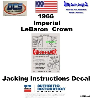 Chrysler Imperial Concourse 1966 instrucciones de elevación 2467971 nuevo MoPar EE. UU. Foto 1 de 2