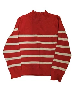 Girls Red & White Striped Pull Over L/S Sweater - Size 4 - Picture 1 of 2