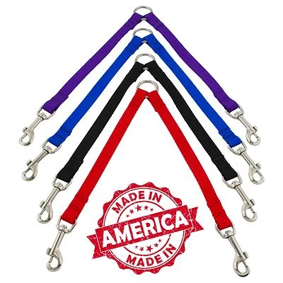 Acoplador de correa para perro de 2 y 3 vías plomo de entrenamiento para mascotas 3 tamaños muchos colores - 1" nailon EE. UU. Foto 1 de 2