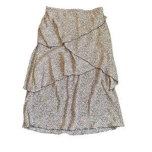 Liz Jordan Womans Skirt Size 14 Light Tan Black Spots Layered Lined Summer - Picture 1 of 6