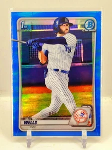 2020 Bowman Chrome 1st Austin Wells Blue Refractor 68/150 Yankees ROOKIE RC SP - Picture 1 of 2