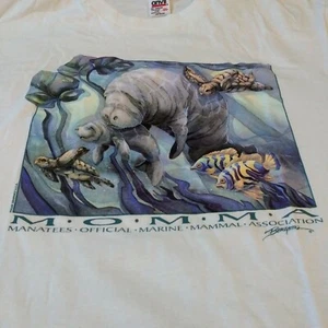 MOMMA Manatee T-shirt Marine Mammal Assoc. Vintage Single Stitch Jody Bergsma 2X - Picture 1 of 12
