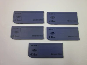 Sony 4MB 8MB 32MB Memory Stick (2 MSA-4A) (2 MSA-8A) (1 MSA-32A) (5 Cards Total) - Picture 1 of 9